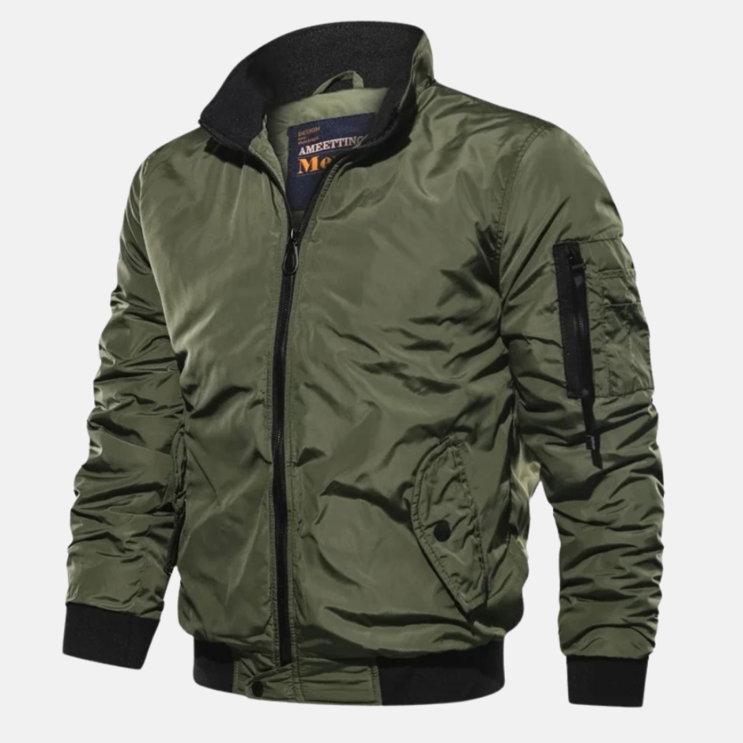 Herren Bomberjacke Winddicht Lässig Zip Up Schwarz - BerlinGlamour