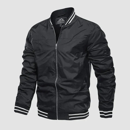 Bomberjacke - Leichte Harrington-Sommerjacke mit Reißverschluss für Männer-Schwarz-XS-Chaps Herrenmode