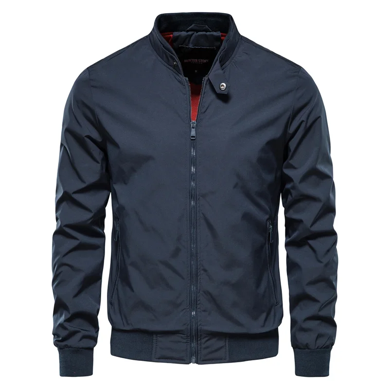 Bomberjacke – Leichte, winddichte Herrenjacke mit Reißverschluss-Blau-S-Chaps Herrenmode
