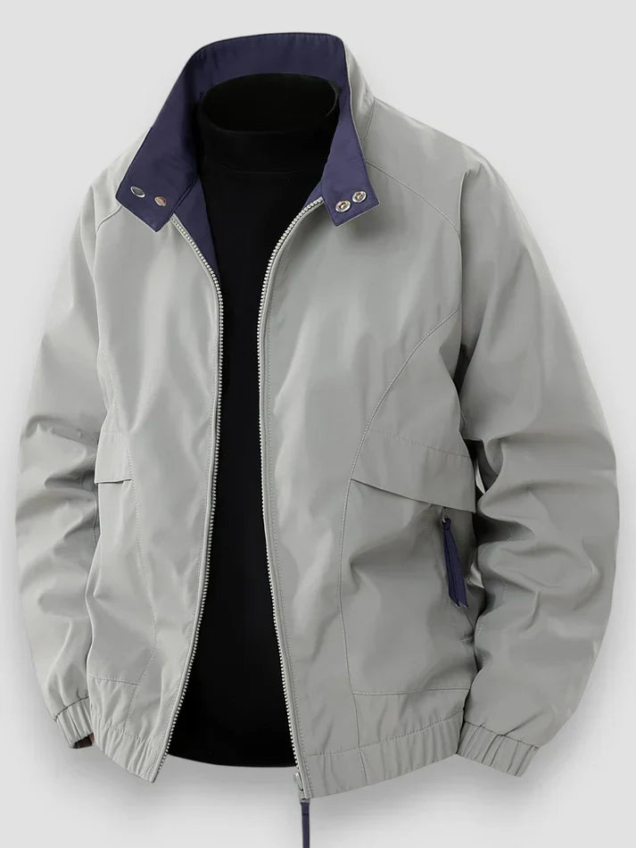 Bomberjacke | Reißverschluss | Lockere Passform | Übergangsjacke | Herrenjacke-Grau-S-Chaps Herrenmode