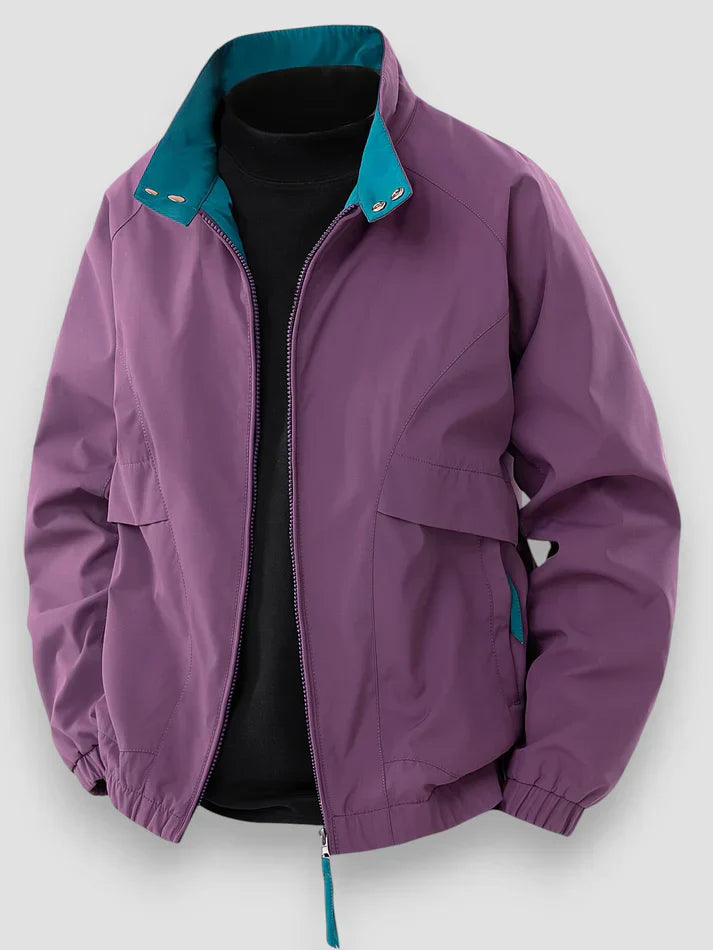 Bomberjacke | Reißverschluss | Lockere Passform | Übergangsjacke | Herrenjacke-Lila-S-Chaps Herrenmode