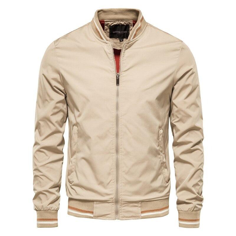 Bomberjacke | Reißverschluss | Schmale Passform | Herbstjacke | Herrenjacke-Beige-M-Chaps Herrenmode