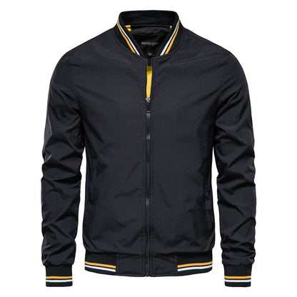 Bomberjacke | Reißverschluss | Schmale Passform | Herbstjacke | Herrenjacke-Schwarz-M-Chaps Herrenmode