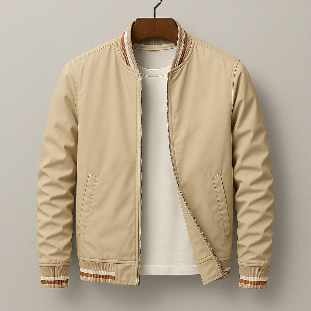 Bomberjacke | Reißverschluss | Winddicht | Übergangsjacke | Herrenjacke-Beige-XS-Chaps Herrenmode
