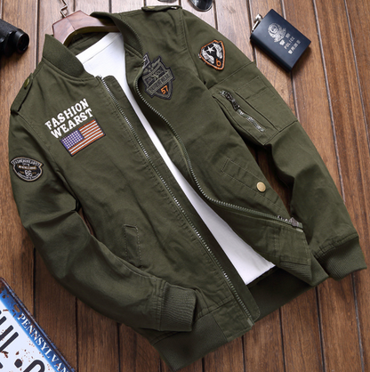 Herren Bomberjacke Zip-Up mit Taschen Schwarz - BerlinGlamour