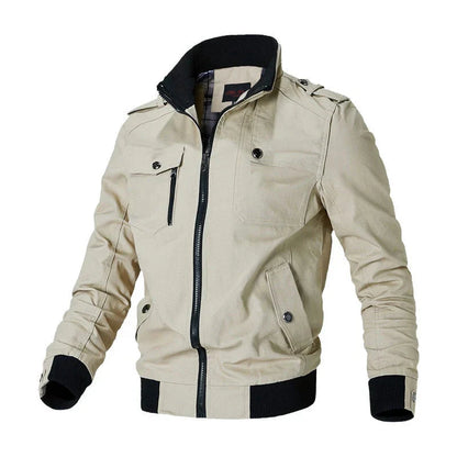 Bomberjacke – mit Reißverschluss – Herbst – Cargojacke – Herrenjacke-Khaki-M-Chaps Herrenmode