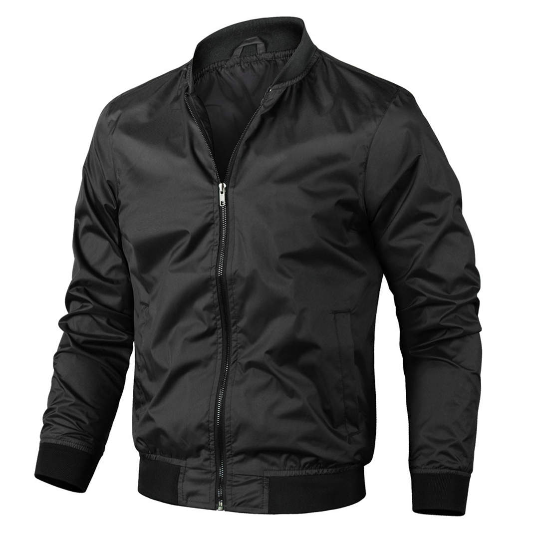 Bomberjacke – mit Reißverschluss – Polyester – Herbstjacke – Herrenjacke-Schwarz-S-Chaps Herrenmode