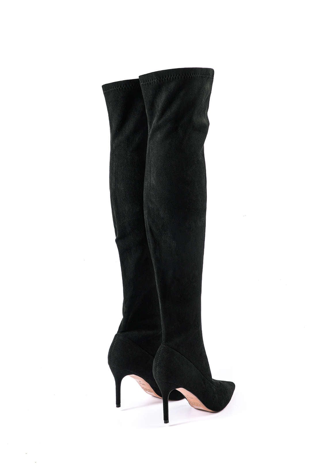 Stilvolle Overknee Stiefel Damen Velours Schwarz Elegante