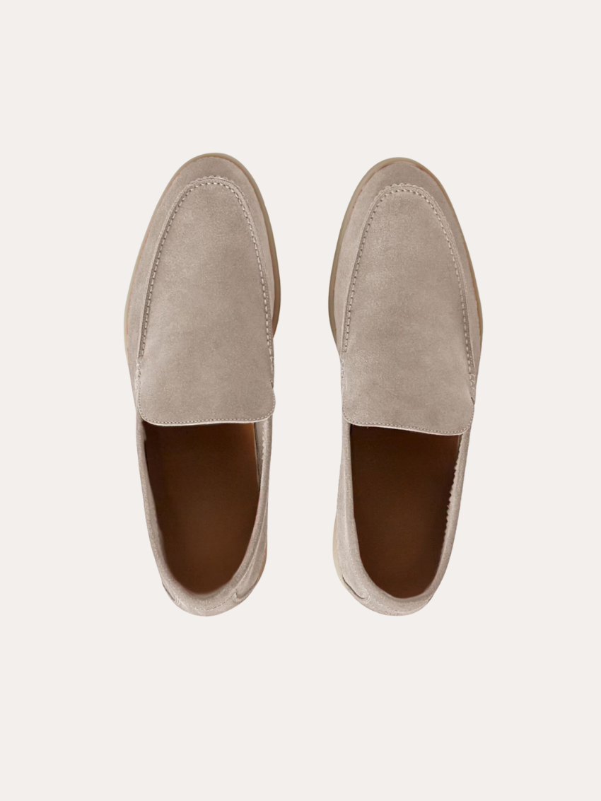 Echtes Leder Loafer Herren Schuhe Beige Elegant