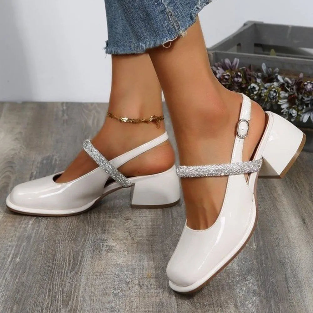 Weiße Pumps Glitzer Schuhe Damen High Heel
