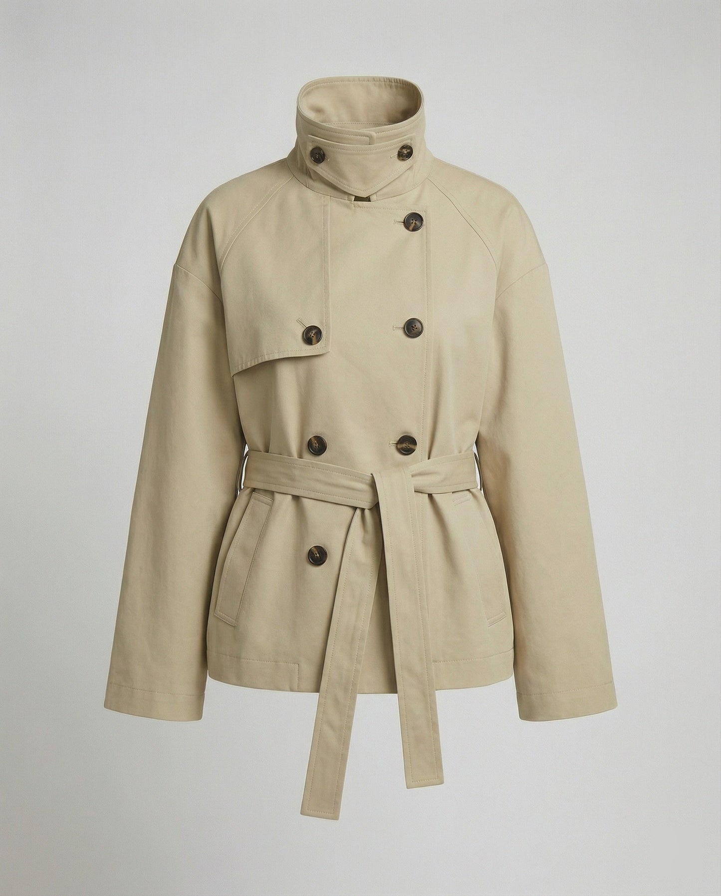 Oversize Trenchcoat Kurzjacke Zweireihig Vintage Stil