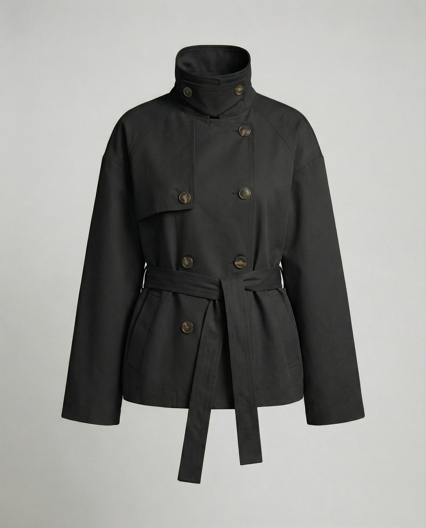 Oversize Trenchcoat Kurzjacke Zweireihig Vintage Stil