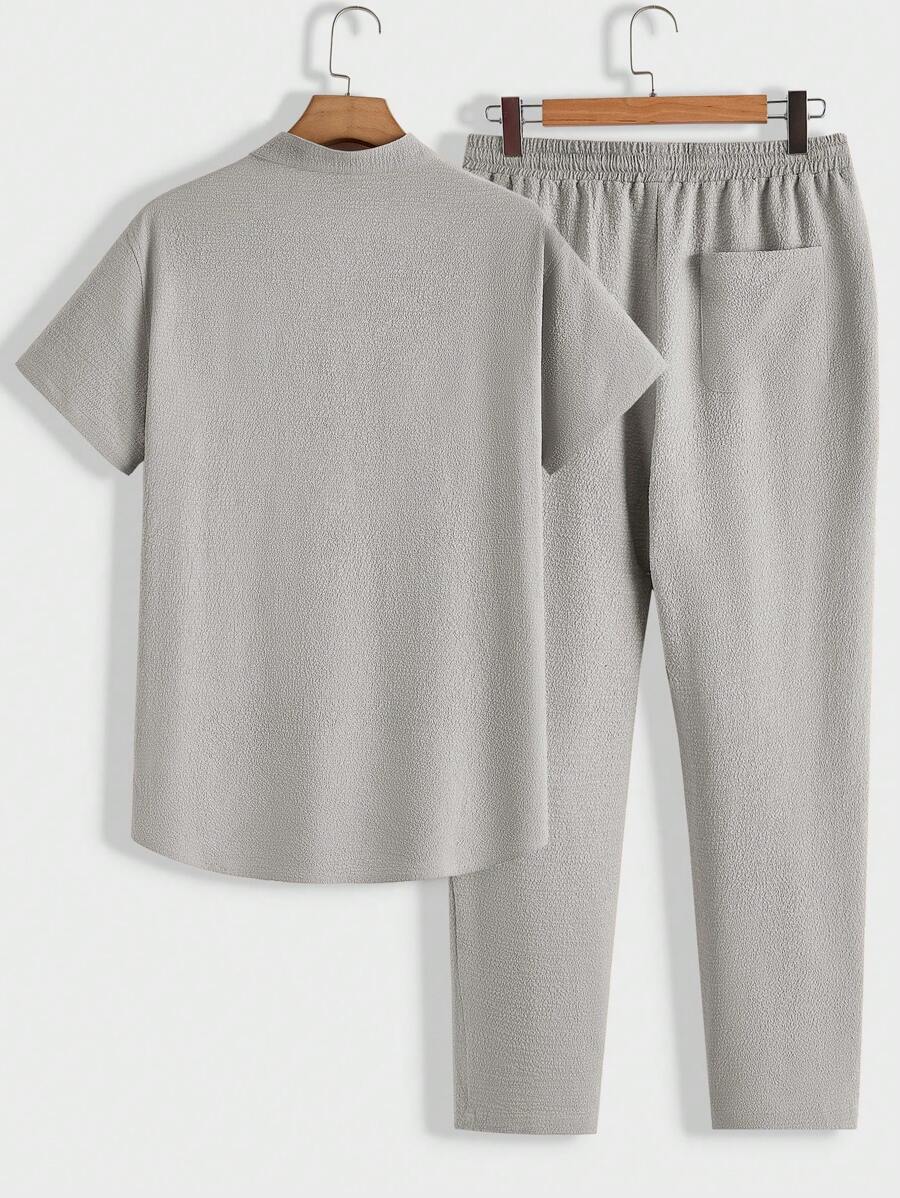 Herren Lounge-Set Komfortable Polo Stehkragen Hose