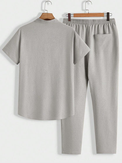 Herren Lounge-Set Komfortable Polo Stehkragen Hose