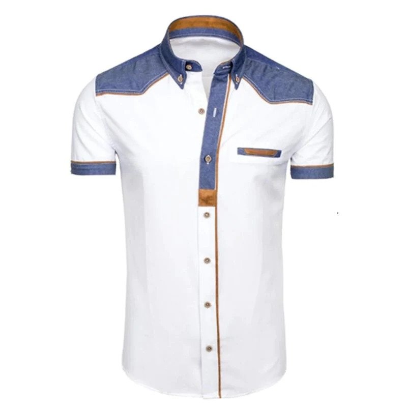 Slim Fit Polo Hemd Denim Blau Mit Tasche - BerlinGlamour