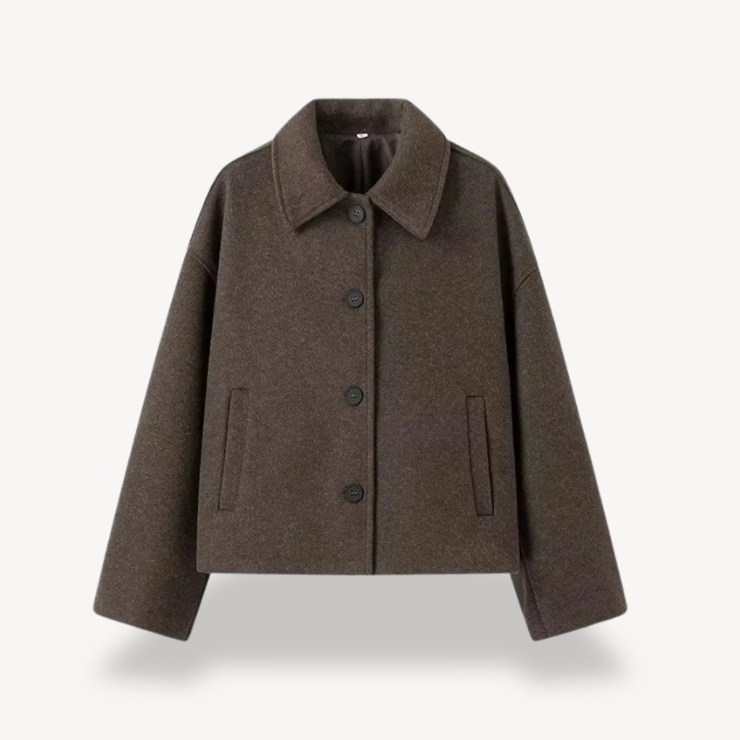 Braune Oversize-Kurzjacke für Damen | Loravelle 0