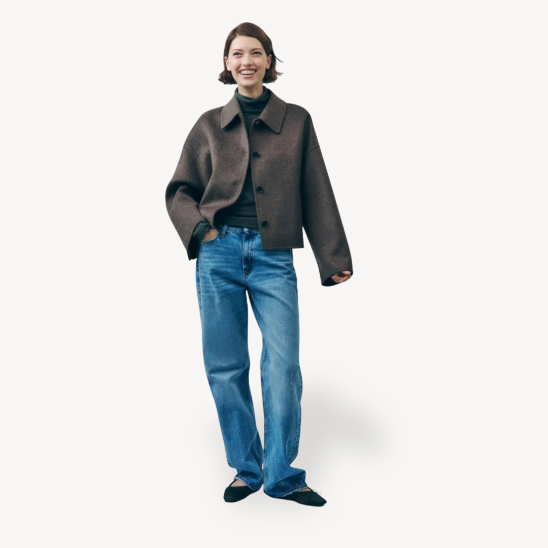 Braune Oversize-Kurzjacke für Damen | Loravelle 1