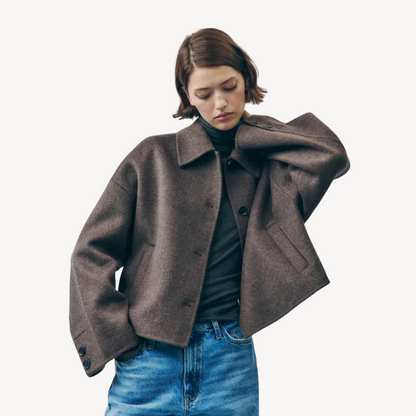 Braune Oversize-Kurzjacke für Damen | Loravelle 3