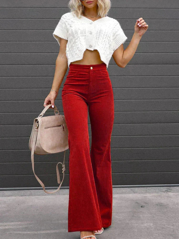Elegante Damen Bootcut Jeans Hocher Bund Komfortabel