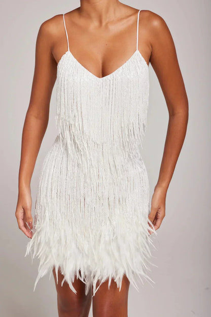 Kleine Robe Fransen Elegant Damen