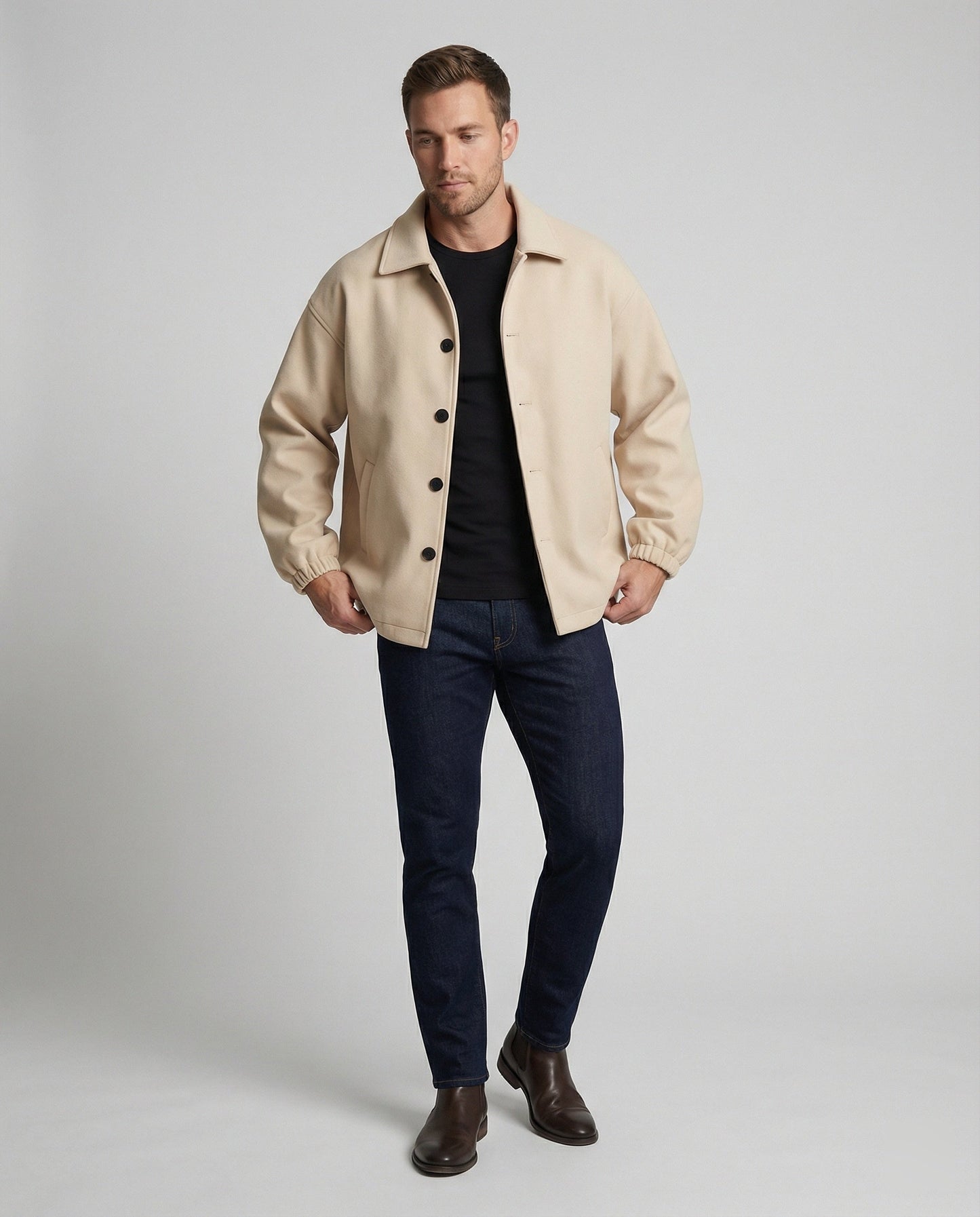 Herren Kurzmantel Wollmantel Stilvoll Edel Verdickt Herbst