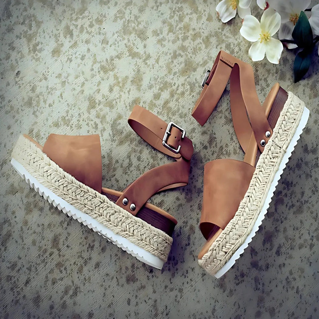 Damen Sandalen Espadrille Sohle Verstellbarer Riemen - BerlinGlamour