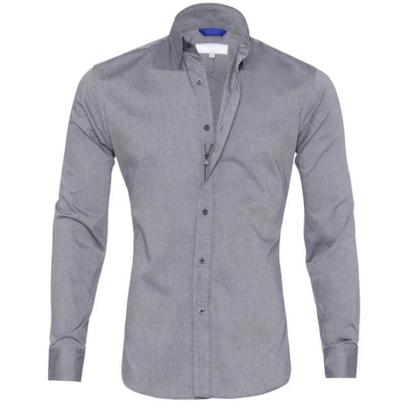 Langarm Herrenhemd Bügelfrei Modern Button-Up - BerlinGlamour