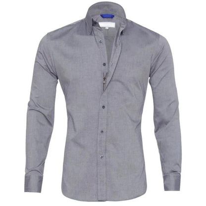 Langarm Herrenhemd Bügelfrei Modern Button-Up - BerlinGlamour