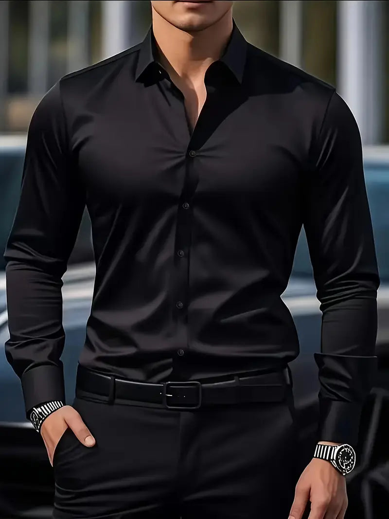 Slim Fit Herrenhemd Bügelfrei Knitterfrei - BerlinGlamour