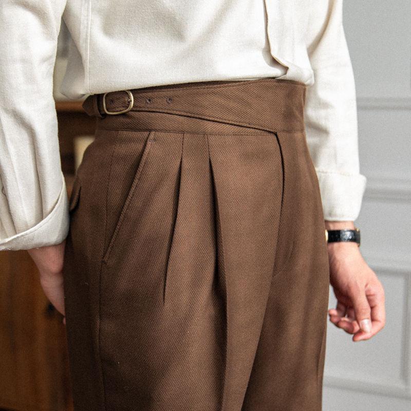 Bundfaltenhose | Verstellbare Taille | Modisch | Schlabberhose | Herrenhose-Chaps Herrenmode