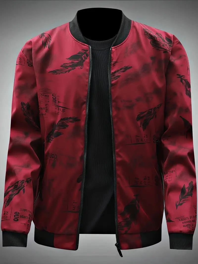 Shiraven Trainingsjacke mit Federmuster-Alloverprint
