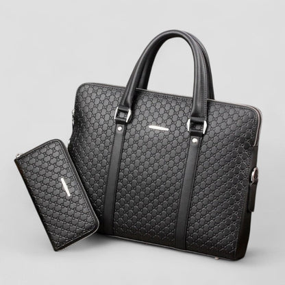 Business-Laptoptasche aus Leder mit passender Reisebrieftasche 1