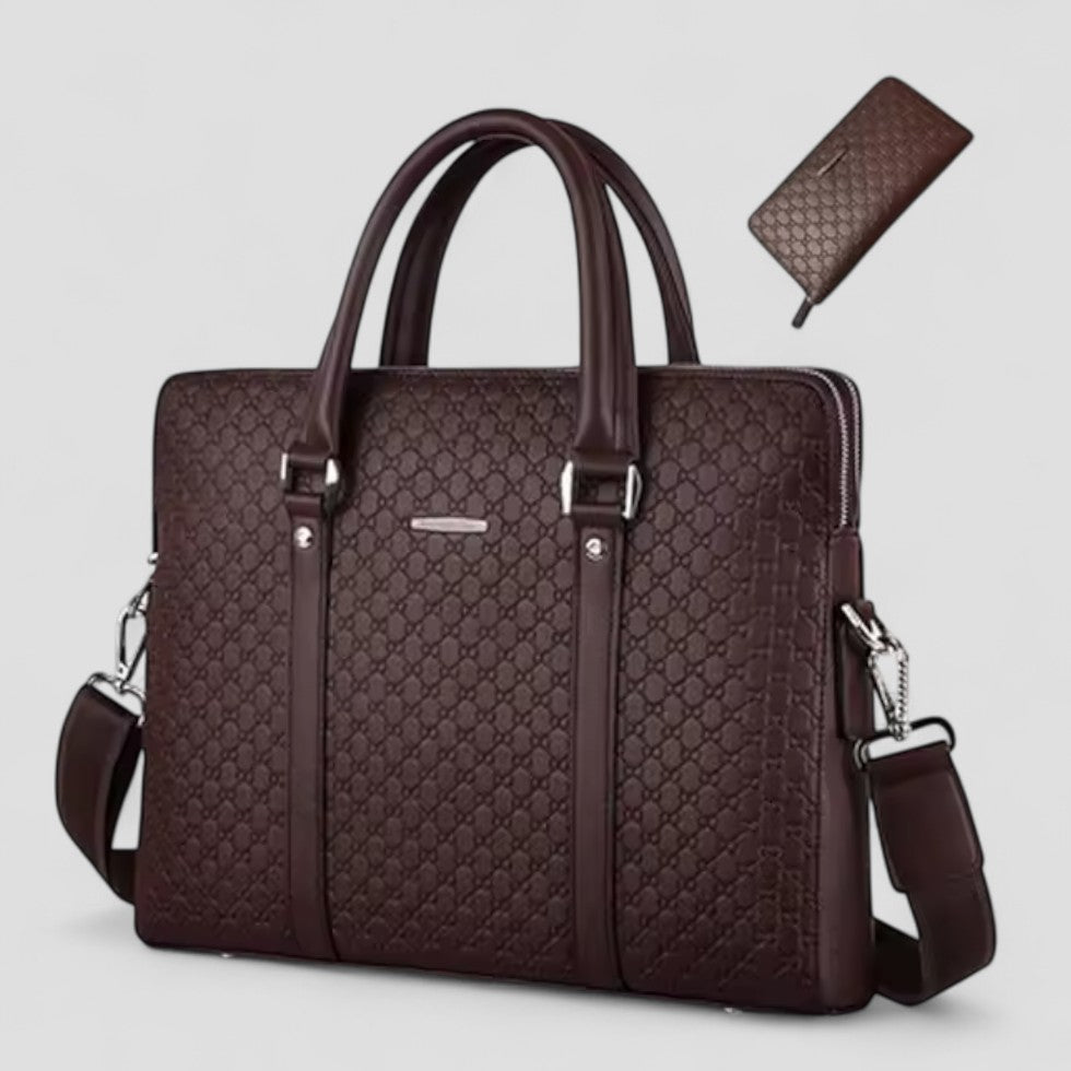 Business-Laptoptasche aus Leder mit passender Reisebrieftasche 2