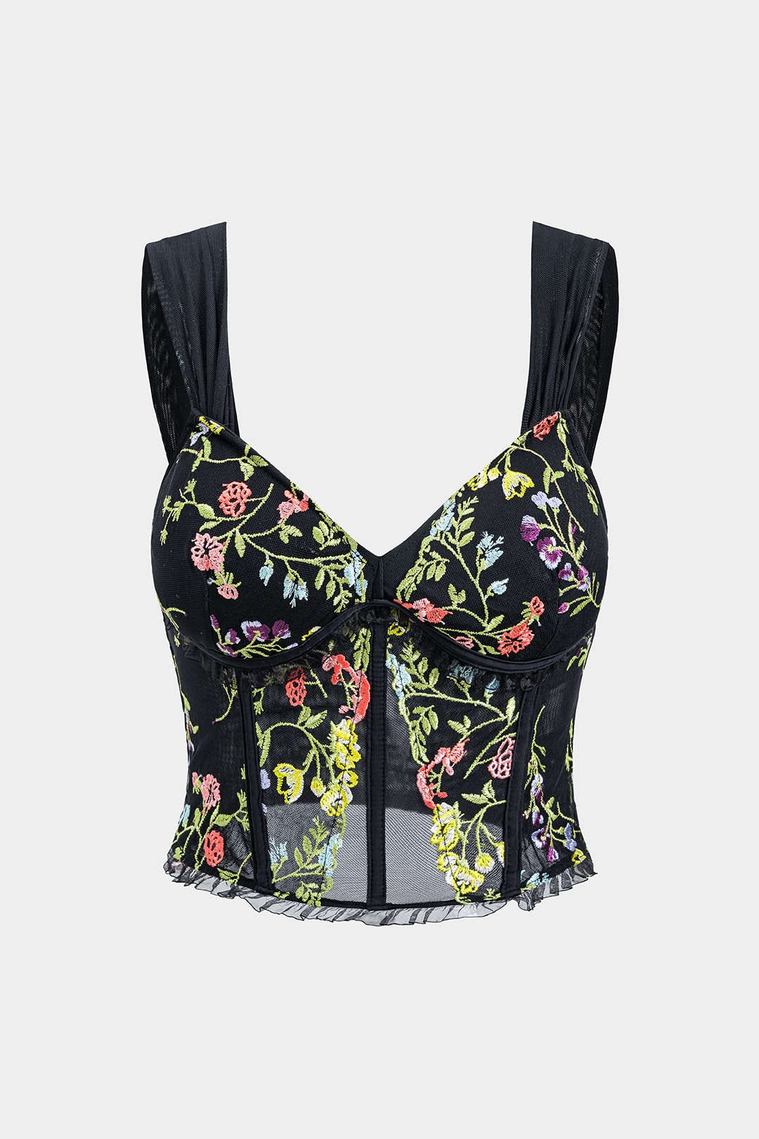 Korsett-Top mit Stickerei und Mesh-Optik Frauen - BerlinGlamour