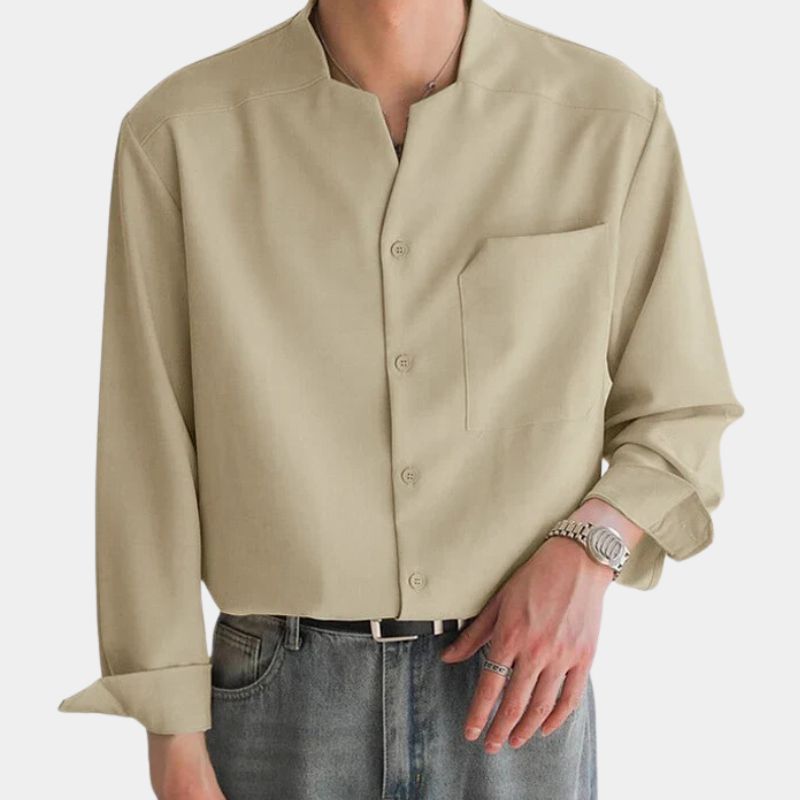 Herren Hemd Langarm Locker Sitzend Freizeit - BerlinGlamour