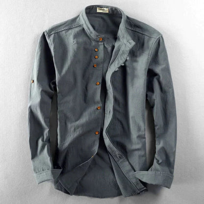 Button-Up Hemd | Klassisch | Japanischer Stil | Langarm | Herrenhemd-Holzkohle-S-Chaps Herrenmode