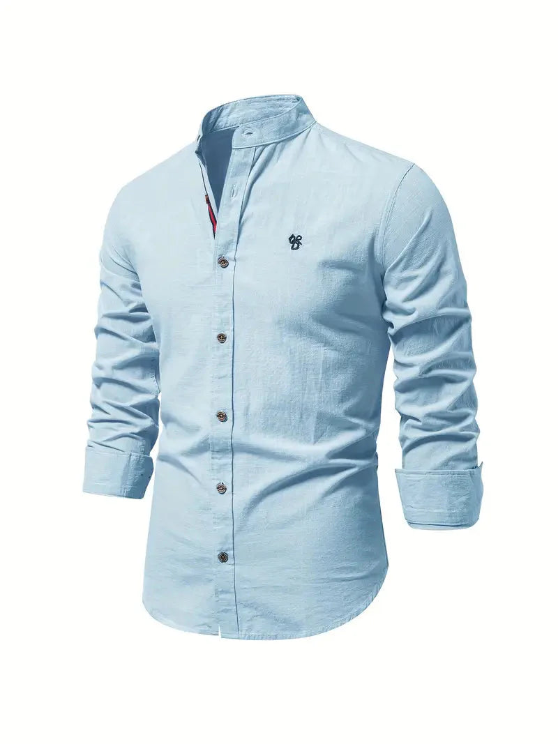Button-Up Hemd | Langarm | Klassisch | Anzughemd | Herrenhemd-Hellblau-XS-Chaps Herrenmode