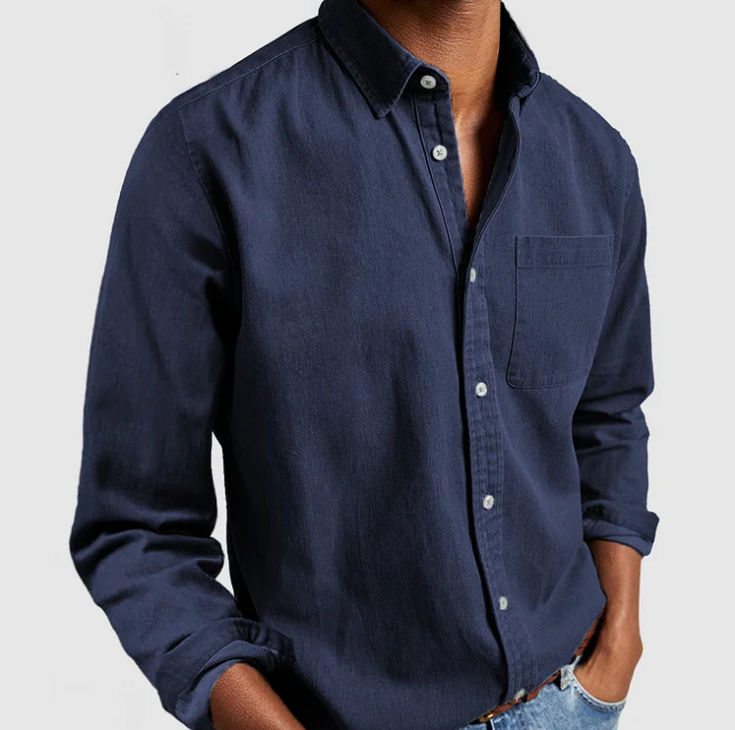 Männer Langarmhemd Button Down Kragen Elegent - BerlinGlamour