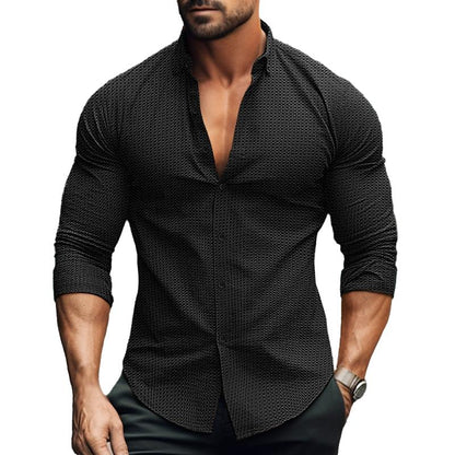 Herrenhemd Slim Fit Langarm Poloshirt - BerlinGlamour