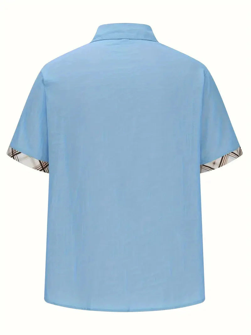 Button-Up Hemd - Umlegekragen - Brusttasche - Kurzarmhemd - Herrenhemd-Chaps Herrenmode