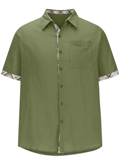 Button-Up Hemd - Umlegekragen - Brusttasche - Kurzarmhemd - Herrenhemd-Chaps Herrenmode