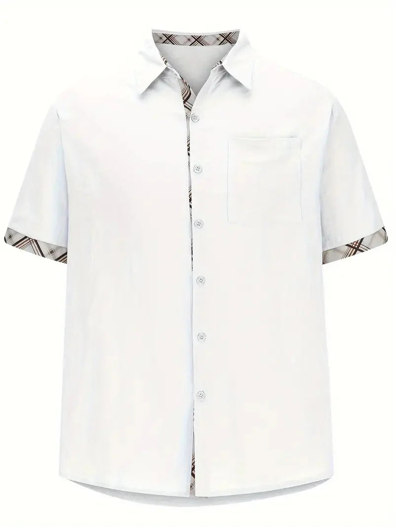 Button-Up Hemd - Umlegekragen - Brusttasche - Kurzarmhemd - Herrenhemd-Chaps Herrenmode