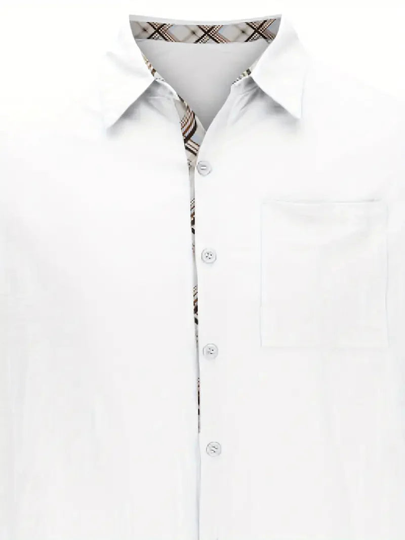 Button-Up Hemd - Umlegekragen - Brusttasche - Kurzarmhemd - Herrenhemd-Chaps Herrenmode