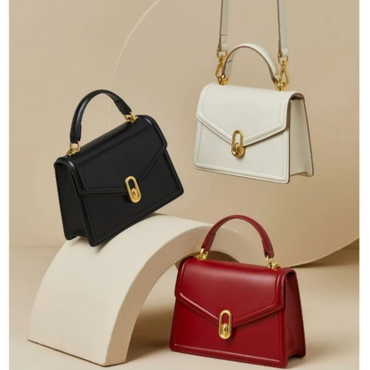Elegante Damenhandtasche mit Top-Handle und Gold-Verschluss
