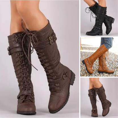 Retro Schnürstiefel Mit Schnalle Damen Stiefel - BerlinGlamour