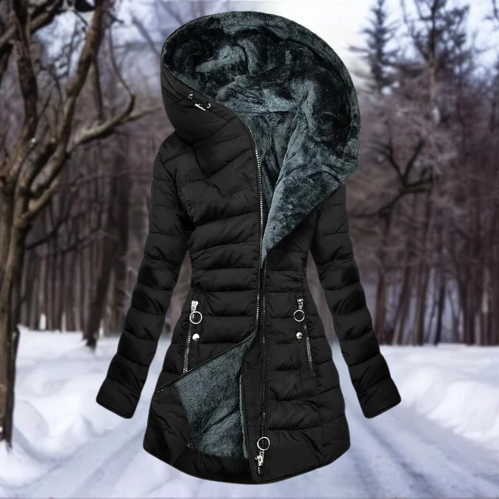 Daunenmantel Slim Fit Kapuze Isolierend Gepolstert