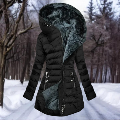 Daunenmantel Slim Fit Kapuze Isolierend Gepolstert