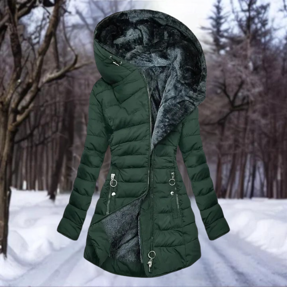Daunenmantel Slim Fit Kapuze Isolierend Gepolstert