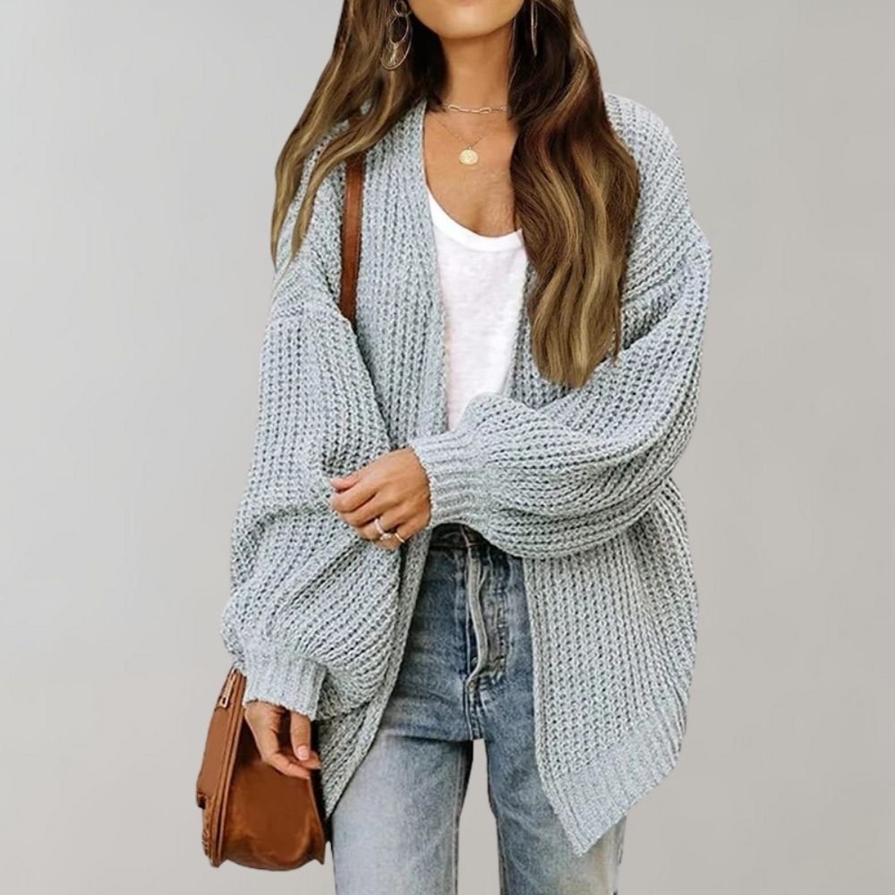 Damen Strickjacke Offen Vorne Modern Freizeit