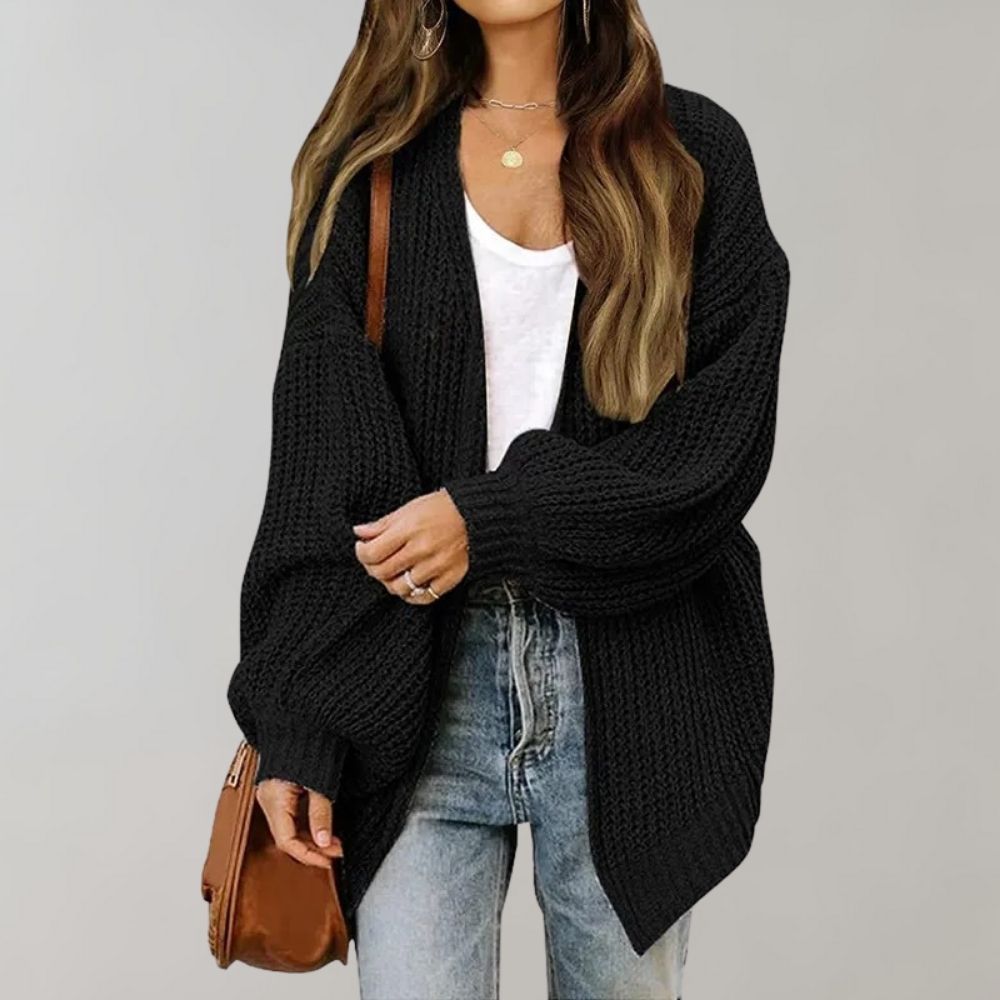 Damen Strickjacke Offen Vorne Modern Freizeit - BerlinGlamour